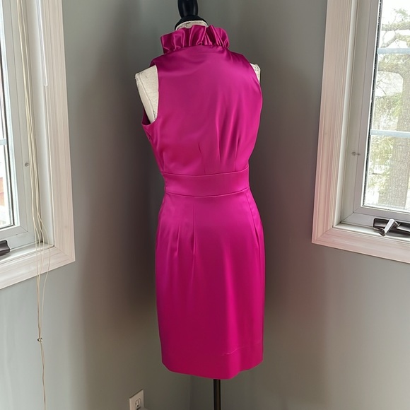 Just Taylor pink/raspberry satin high ruffled occasion dress EUC size 8 - Picture 4 of 9